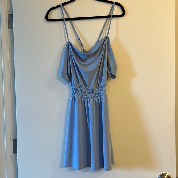 Express Baby Blue Skater Dress, Small - Picture 3 of 8